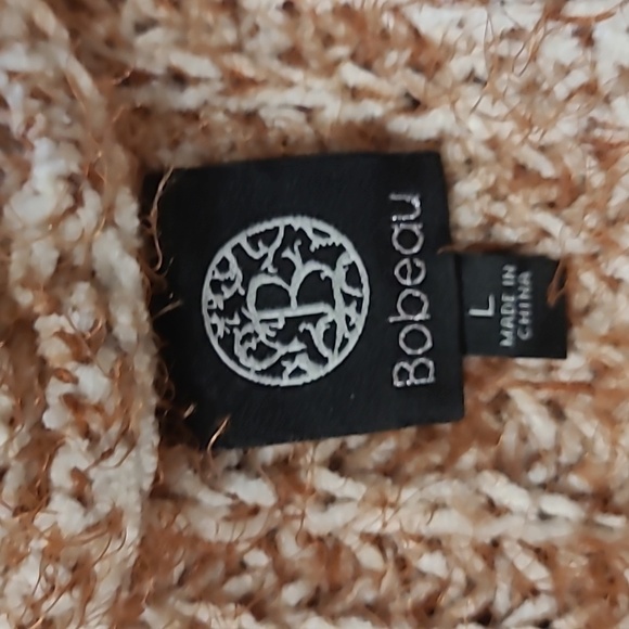 BOBEAU Brick Orange & White Eyelash Sweater Open Duster Cardigan L nwot - Picture 6 of 7